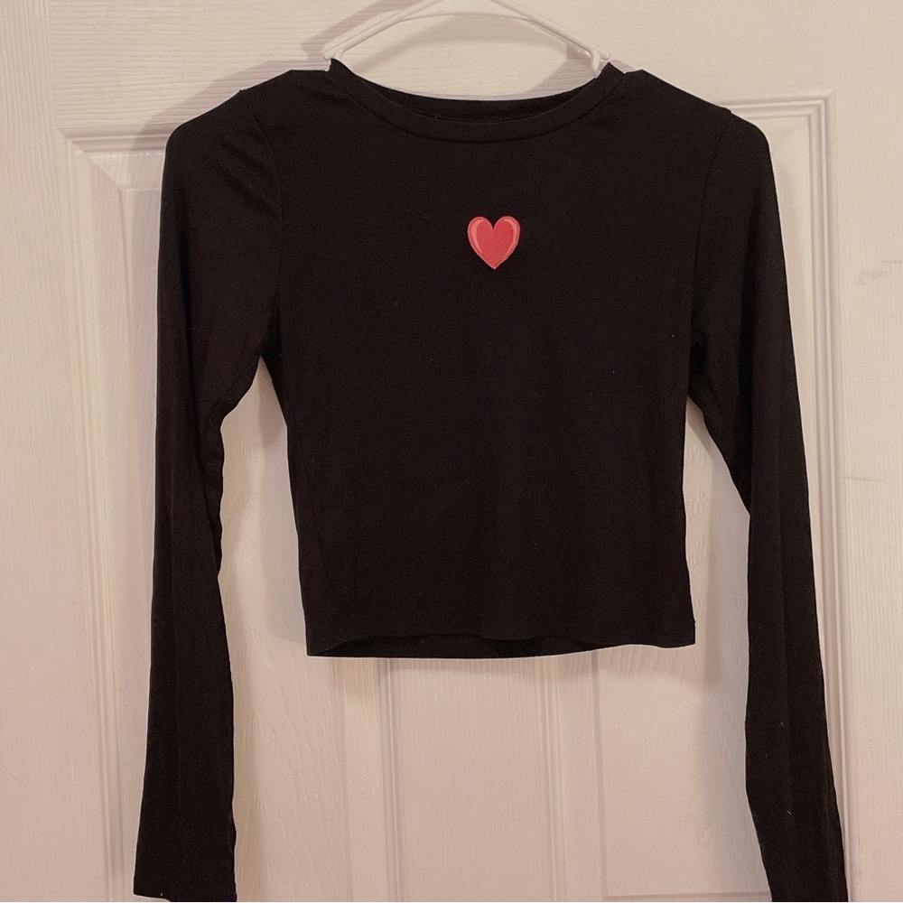 wild fable target black long sleeve heart crop top